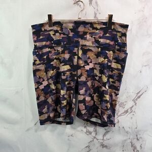 Prana Shorts Womens XL Purple Bike Luxara Impressa Pocket Camo Active Fall Daze